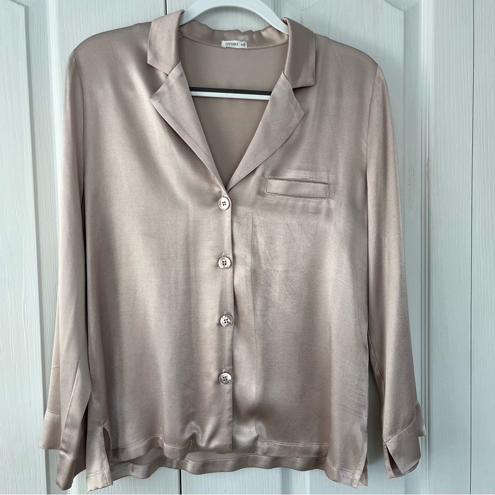 OYSHO Womens Pajama Top Light Blush Size S
